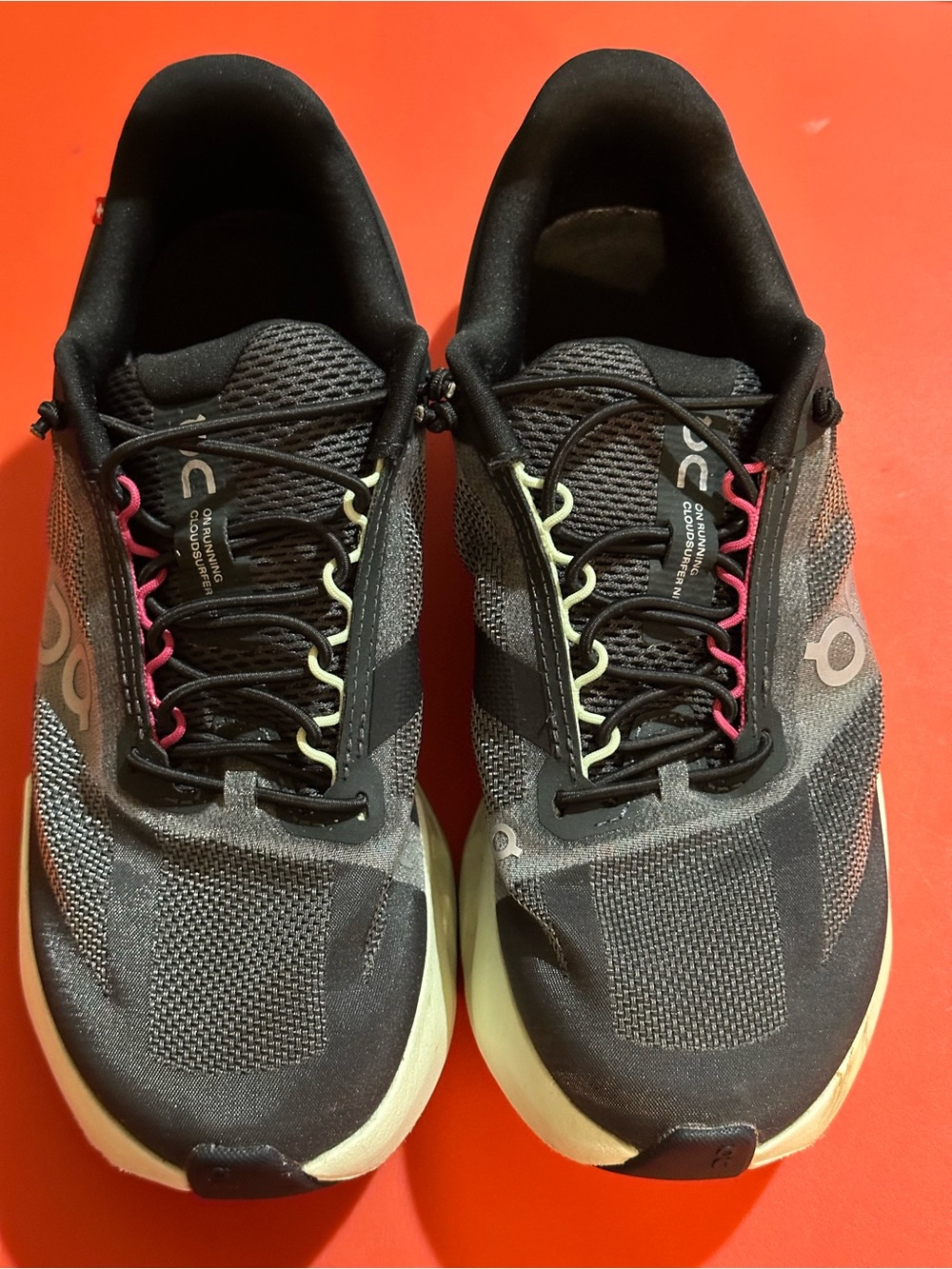 On Running Women's Cloudstyle Knit Sneakers - Black with Pink & Lime Highlights